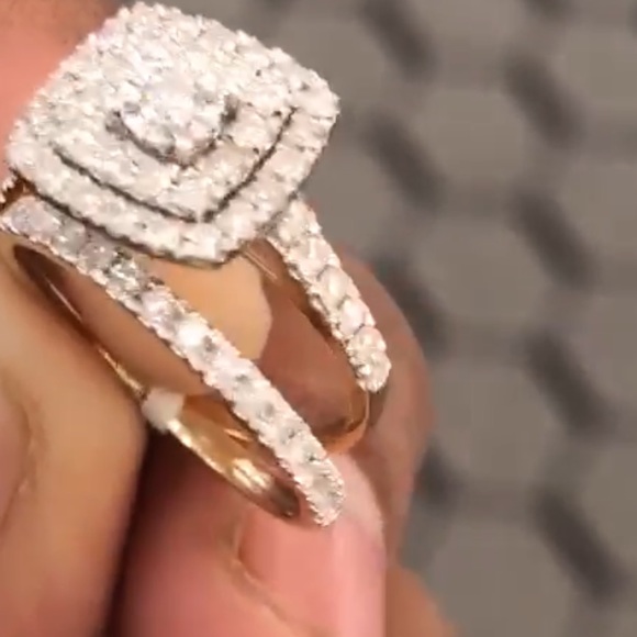 Real diamond engagement bridal ring set solid gold - Picture 4 of 5